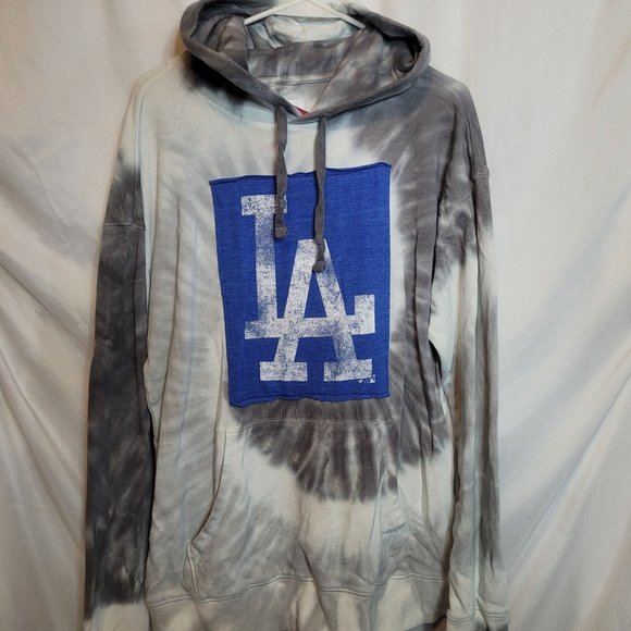 Dodgers Upcycled Hoodie Tie Dye Gray Old Navy Adult Size Small - Picture 1 of 5